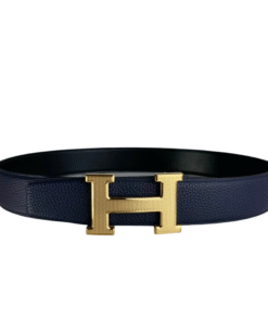 Hermes Belt Togo Swift Gold Buckle Blue 38mm