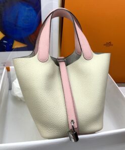 Hermes Picotin Lock 18 Bag Beige/Pink With Silver-Toned Hardware 7.1in/18cm