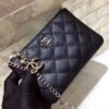 Chanel CO-CO Classic Mini Pouch Wallet 14cm/5.5in Silver Toned Hardware Black