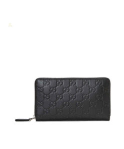 Gucci Imprint zip around wallet in black GG leather