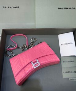 Balenciaga hourglass Wallet On Chain in Pink 9in/23cm