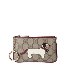 Gucci GG key case with dog detail in Beige Original GG Fabric