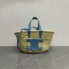 Celine Teen Triomphe Celine Classic Panier In Palm Leaves And Lizard Blue 8in/20cm 