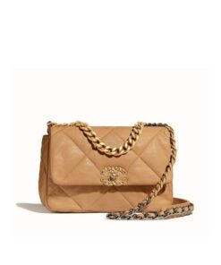 Chanel 19 Lambskin Quilted Medium Flap Caramel 25cm
