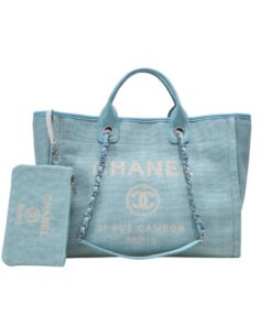 Chanel Deauville Shopping Tote Bag Light Blue 39cm