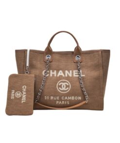 Chanel Deauville Shopping Tote Bag Brown 39cm