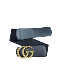 Gucci GG Faux Pearl-Embellished Leather Belt