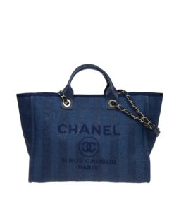 Chanel Deauville Canvas Large Navy Blue Deauville Tote Bag 38cm