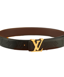 Louis Vuitton Iconic Black Belt Gold Buckle 4.0cm