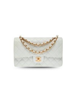 Chanel Classic Handbag Gold Toned Hardware White For Women, Women’s Bags, Shoulder And Crossbody Bags 10.2in/26cm A01112
