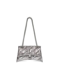 Balenciaga Crush Small Chain Bag Quilted In Sliver Tone 9.8in/25cm 716351210IW8110