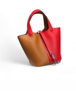 Hermes Picotin Lock 18 Bag Brown/Red 7.1in/18cm
