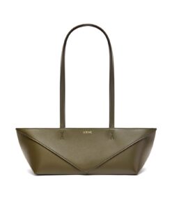Loewe Cropped Puzzle Fold Dark Khaki Green Bag A779PTEX01- 39 Cm/ 15.4 Inches
