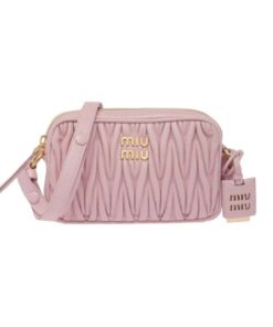 Miu Miu Matelasse Nappa Shoulder Bag Pink/Beige/Black 7.9in/20cm