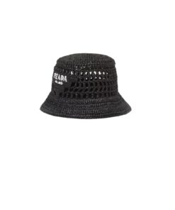 Prada Woven Fabric Bucket Hat Black