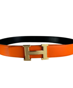 Hermes Belt Togo Swift Gold Buckle Orange 38mm