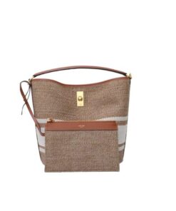 Celine Bucket 16 Bag In Striped Textile Beige 9.8in/25cm