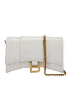 Balenciaga hourglass Wallet On Chain in White 9in/23cm