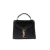 Saint Laurent Cassandra Mini Top Handle Bag In Crocodile-embossed Shiny Black Gold 20cm