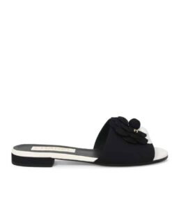 Chanel Slide Camellia Black White
