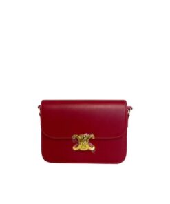 Celine Teen Triomphe Bag In Shiny Calfskin Red 18 Cm