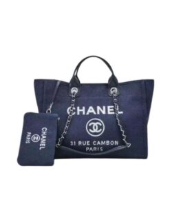 Chanel Deauville Tote Bag Pouch Navy Blue 34cm / 13.39in