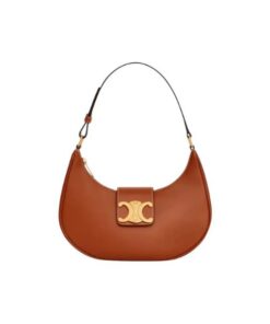 Celine Ava Triomphe Soft Bag In Smooth Calfskin Tan