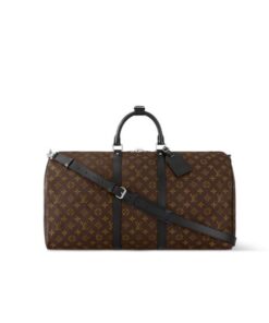 Louis Vuitton Keepall Bandoulière 45 Monogram Macassar Canvas, Men’s Bags, Travel Bags 17.7in/45cm LV M56711