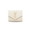 Saint Laurent Cassandre Matelaseé Compact Tri Fold Wallet Blanc Vintage 4.9in/12.5cm