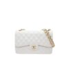Chanel Classic Medium Flapbag Golden Hardware White 10in/25.5cm