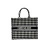 Dior Book Tote Large Black Houndstooth Embroidery, Black/White, 42cm CD