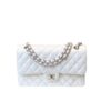 Chanel Classic Medium Flapbag Silver Hardware White 10in/25.5cm