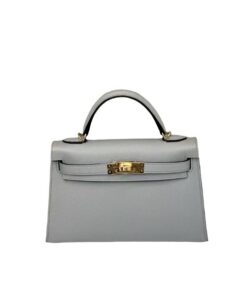 Hermes Kelly 19 Mini Light Blue Gold Toned Hardware 7.5in/19cm