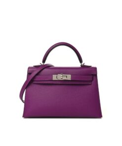 Hermes Kelly 19 Mini Violet Silver Toned Hardware 7.5in/19cm