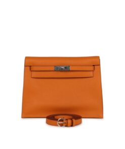 Hermes Kelly 22 Danse II Bag Swift Orange Gold Hardware 8.7in/22cm