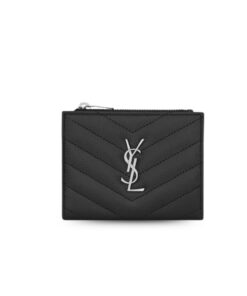 Saint Laurent Cassandre Matelaseé Bi-Fold Wallet Black 4.1in/10.5cm