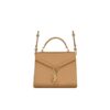 Saint Laurent Cassandra Medium Top Handle In Grain De Poudre Embossed Dark Beige 24cm