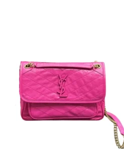 Saint Laurent Niki Medium Quilted Crinkled-leather Shoulder Bag High Quality