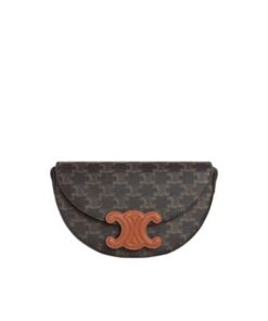 Celine Besace Cuir Triomphe In Triomphe Canvas And Calfskin Tan