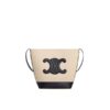 Celine Bucket Small Cuir Triomphe In Textile Beige/Black 9in/22cm