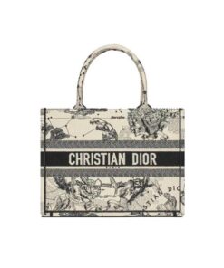 Dior Book Tote Large Zodiac Embroidery, Black/Beige, 41cm
