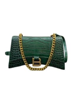 Balenciaga hourglass Wallet On Chain in Dark Green 9in/23cm