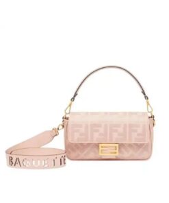 Fendi Baguette Canvas Bag Pink 28cm Best Quality