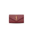 Saint Laurent Cassandre Matelaseé Large Flap Wallet Rouge Merlot 7.4in/19cm