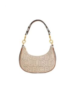 Celine Ava Medium Strap Bag In Textile With All Over Print Natural 25cm