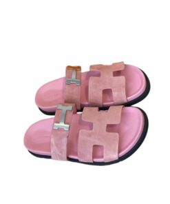 Hermes Chypre Sandal H Logo Silver Hardware Pink
