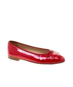 Chanel Ballerina Cc Cap Toe Ballet Flats In Light Red Patent Leather