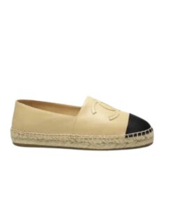 Chanel Espadrilles Slip On Sheepskin Beige Black