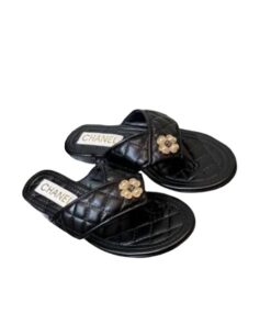 Chanel Slide Flip Flop Quilted Black