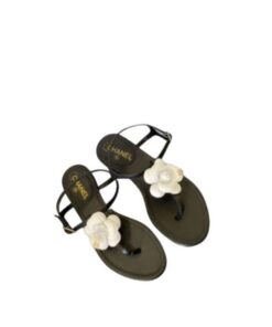 Chanel Sandals CC Jelly White Rubber Camellia Cc Logo Black